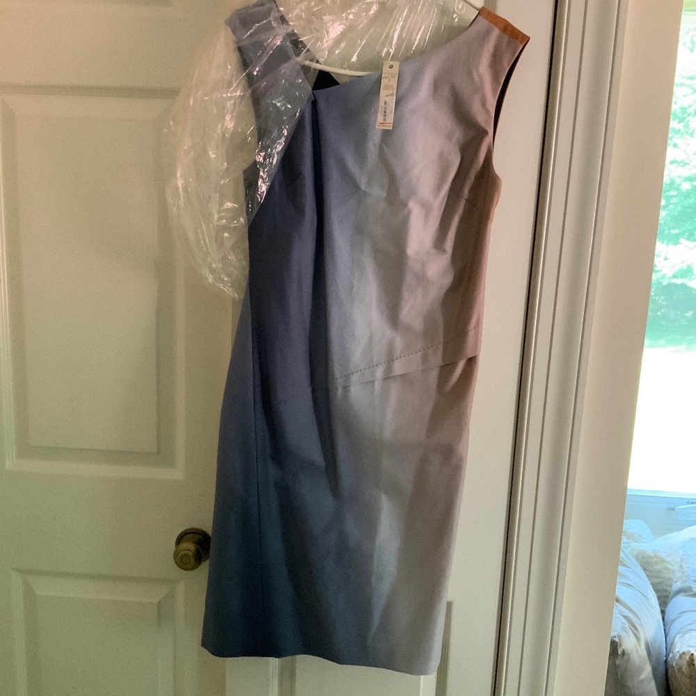 Rachel Roy Asymmetric Indigo Multi Ombre Stretch Sheath Dress size 2